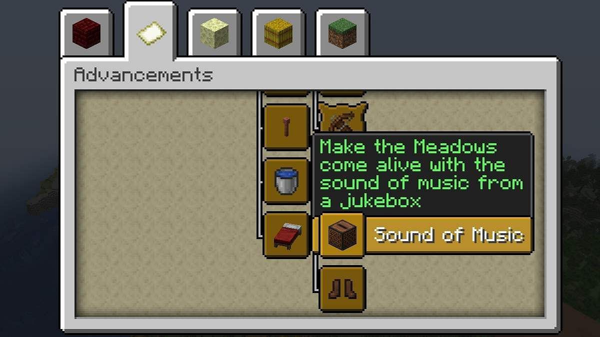 A part of the advancement branch for Adventure (Image via Minecraft)