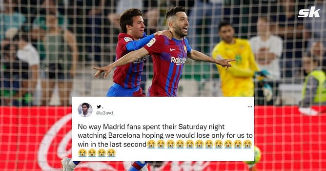 Twitter reacts as Jordi Alba scores stoppage-time winner to help Barcelona seal 2-1 win over Real Betis
