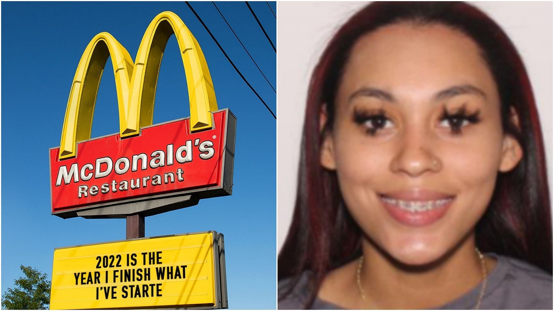 22-year-old pregnant Tianis Jones decided to twerk before leaving McDonald&#039;s Lakeland outlet (Image via @mcdonalds/Instagram and @polkcosheriff/Twitter)