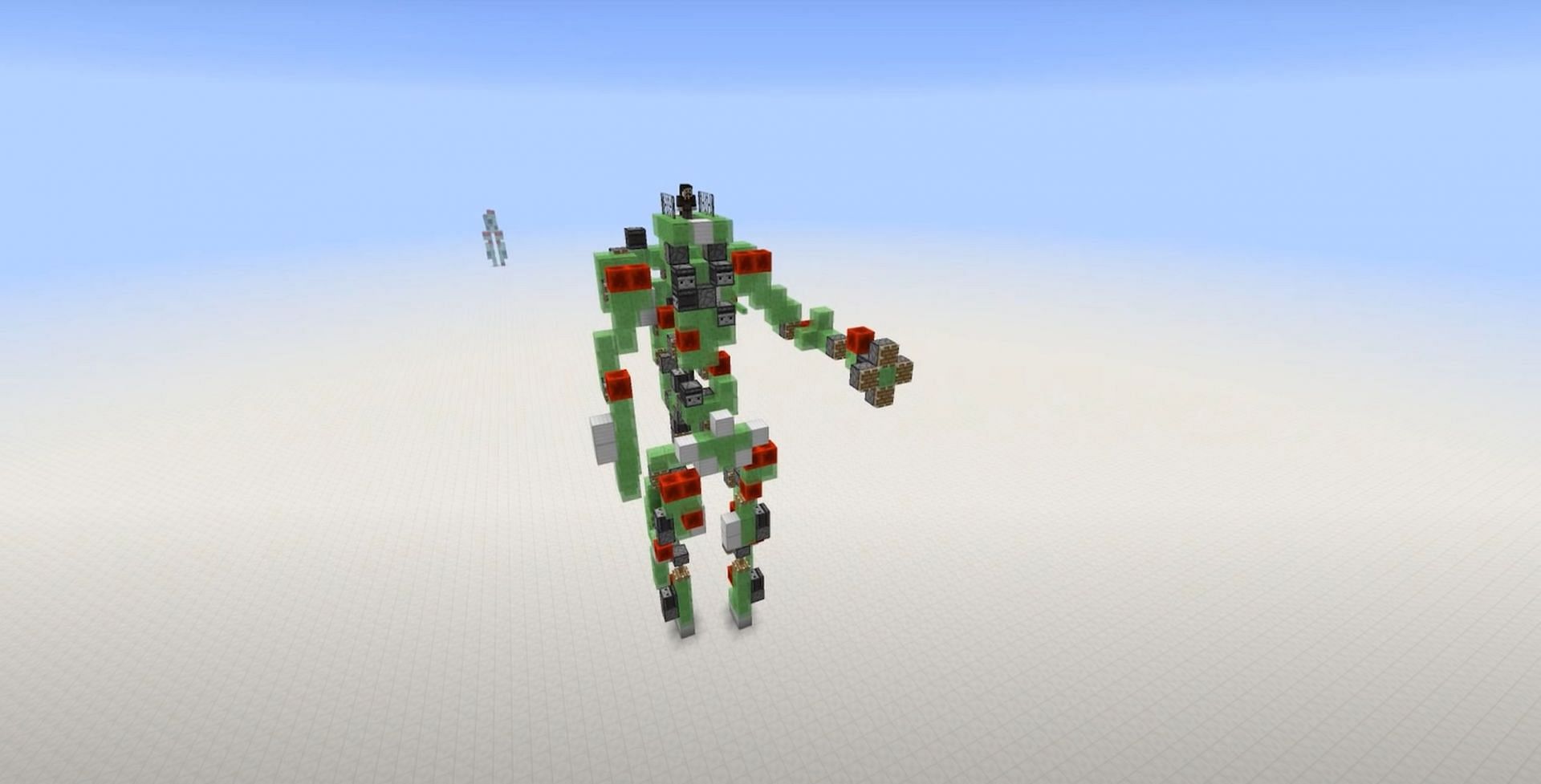 This build by Mumbo Jumbo allows players to ride a moving robot (Image via Mumbo Jumbo/YouTube)