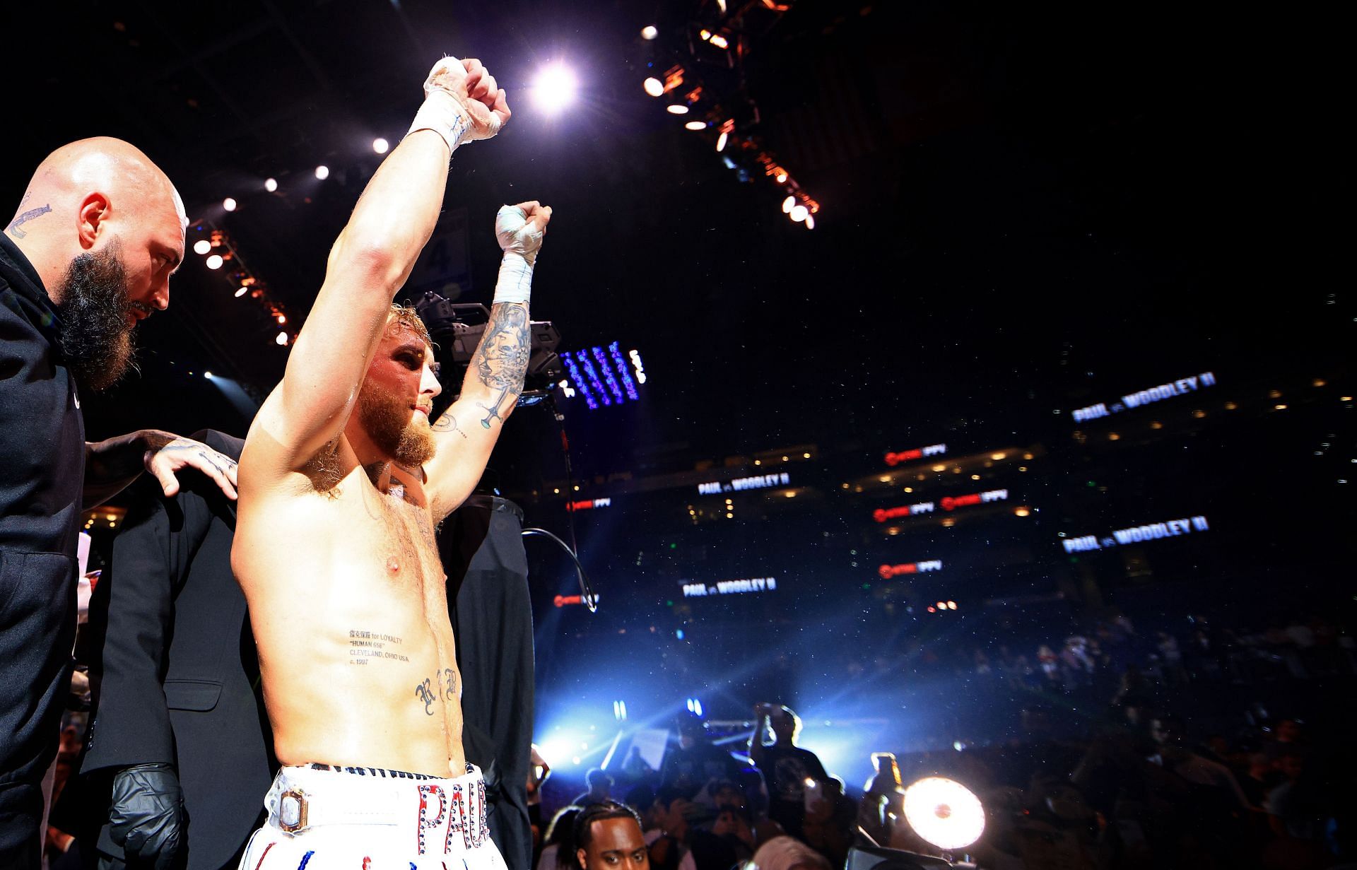 Jake Paul v Tyron Woodley: Jake Paul after his win against Tyron Woodley (Image courtesy of Getty)