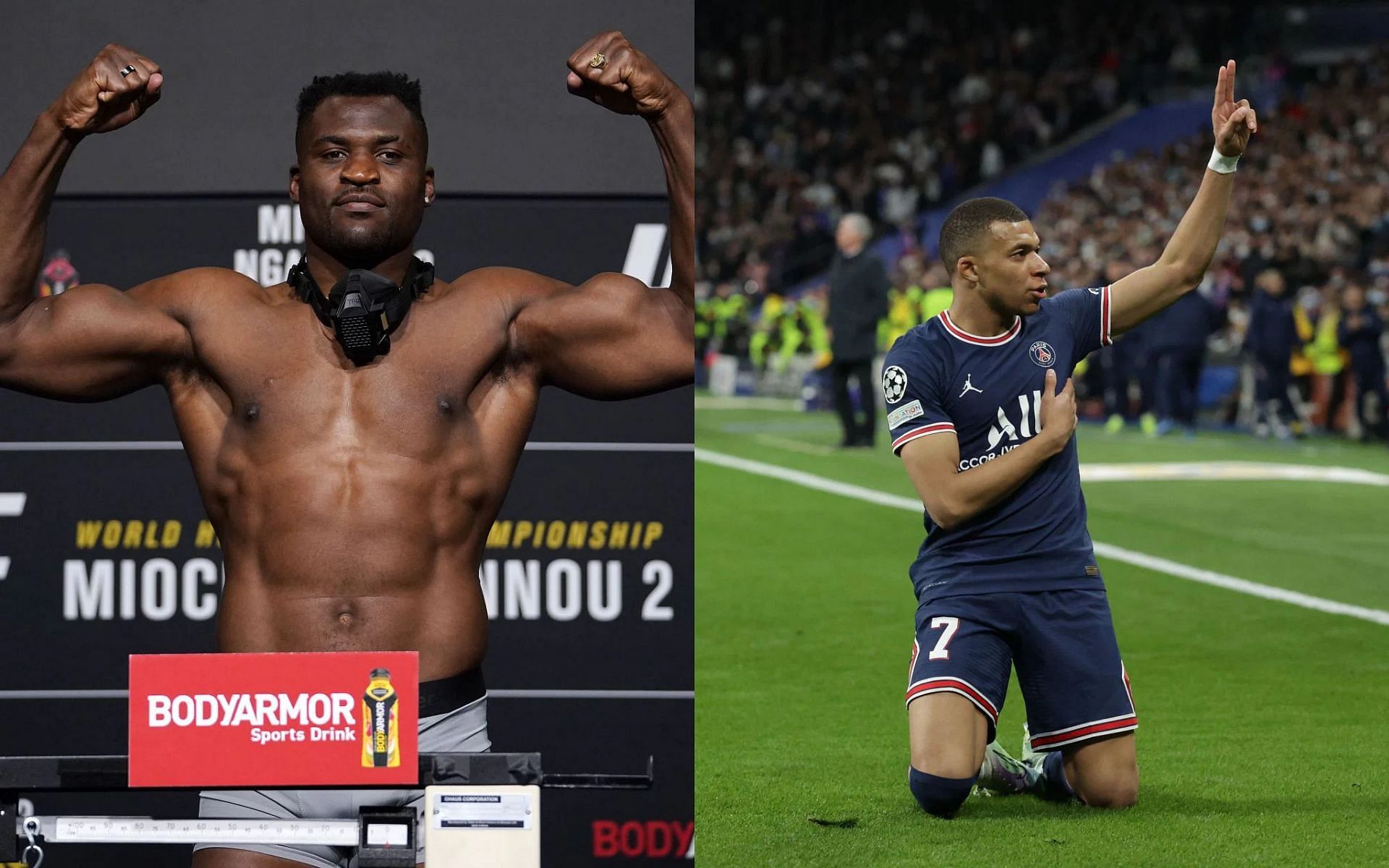 Francis Ngannou (left) and Kylian Mbappe (right) [Images courtesy of Getty]