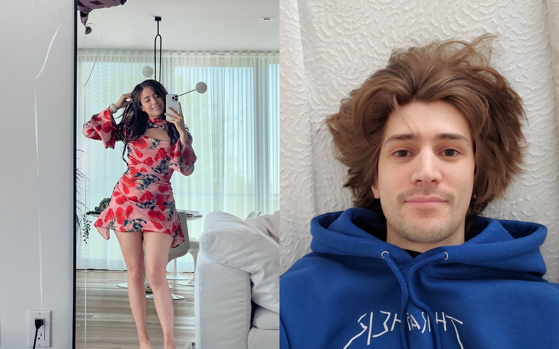 Pokimane and xQc got into an argument after the former defended Amber Heard (Images via Pokimanelol and xQc/Twitter)