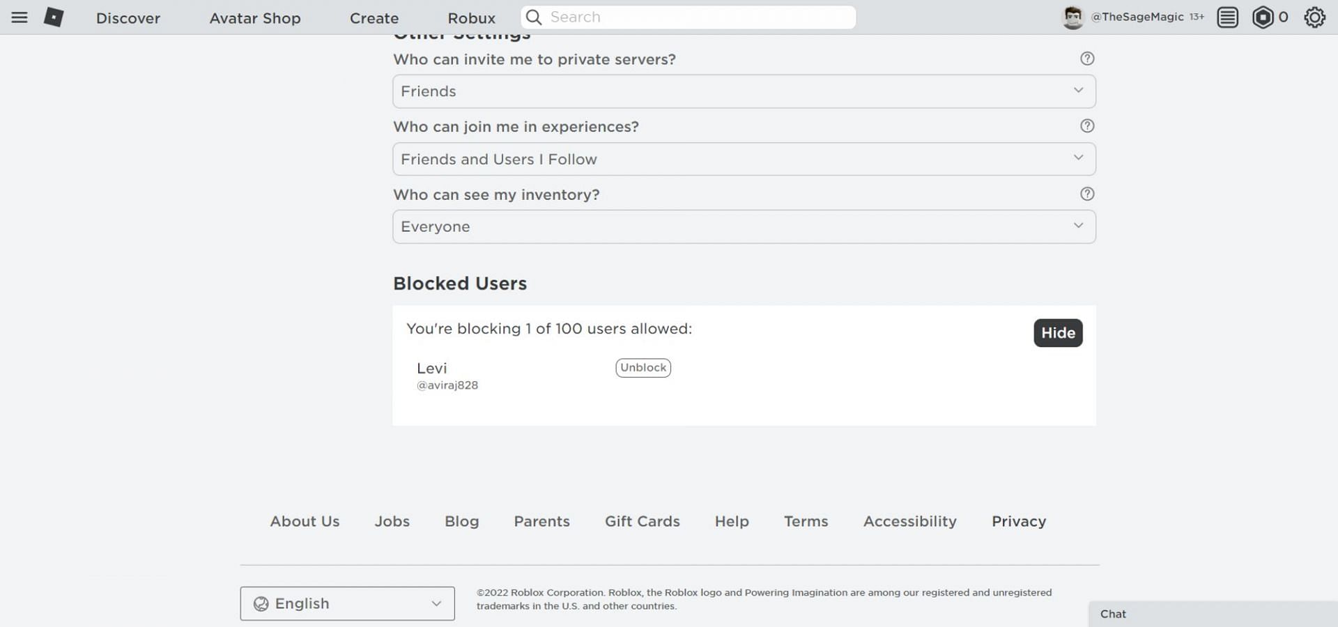 Unblock selected users (Image via Roblox)