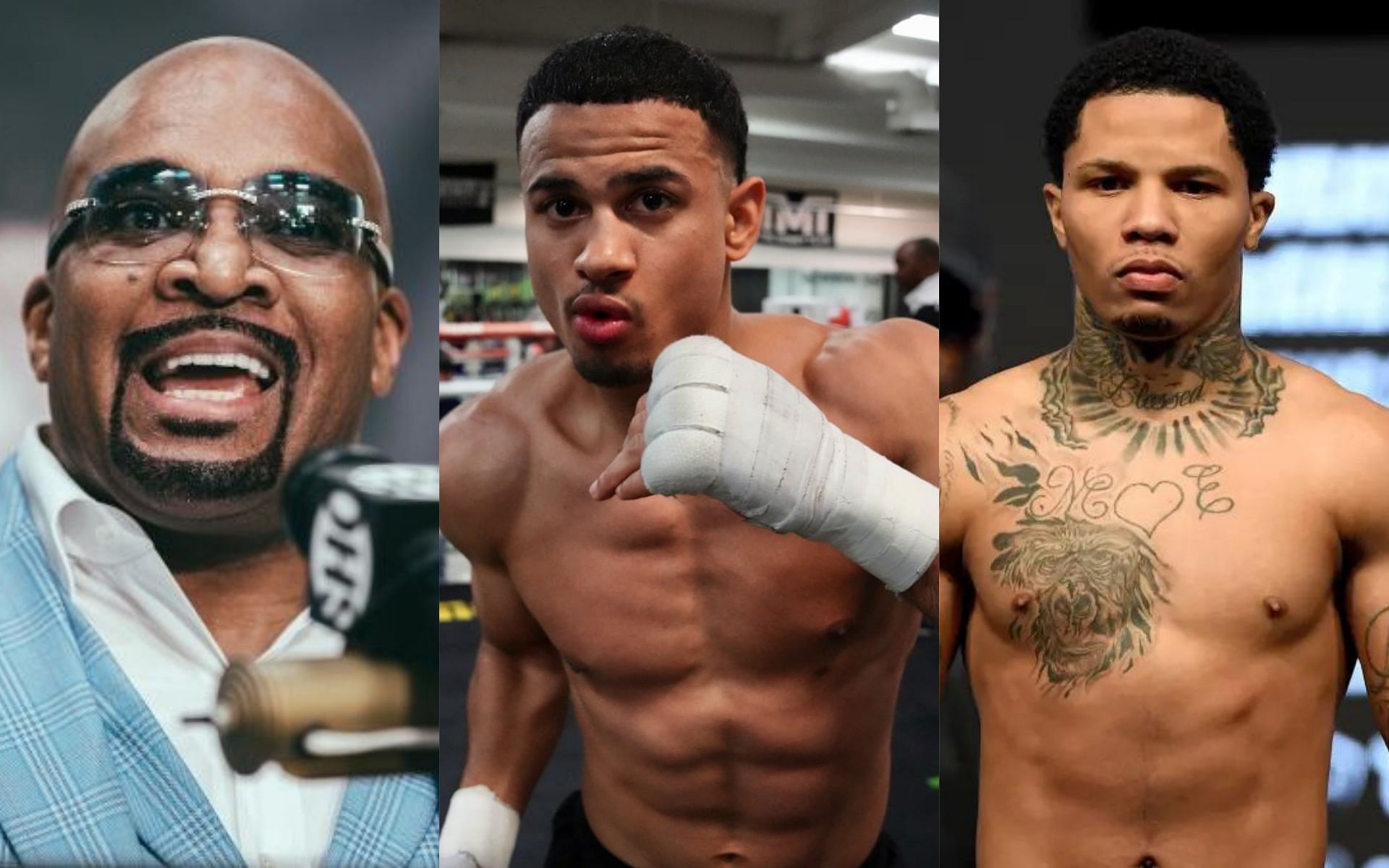 (From left to right) Leonard Ellerbe, Rolly Romero, and Gervonta Davis