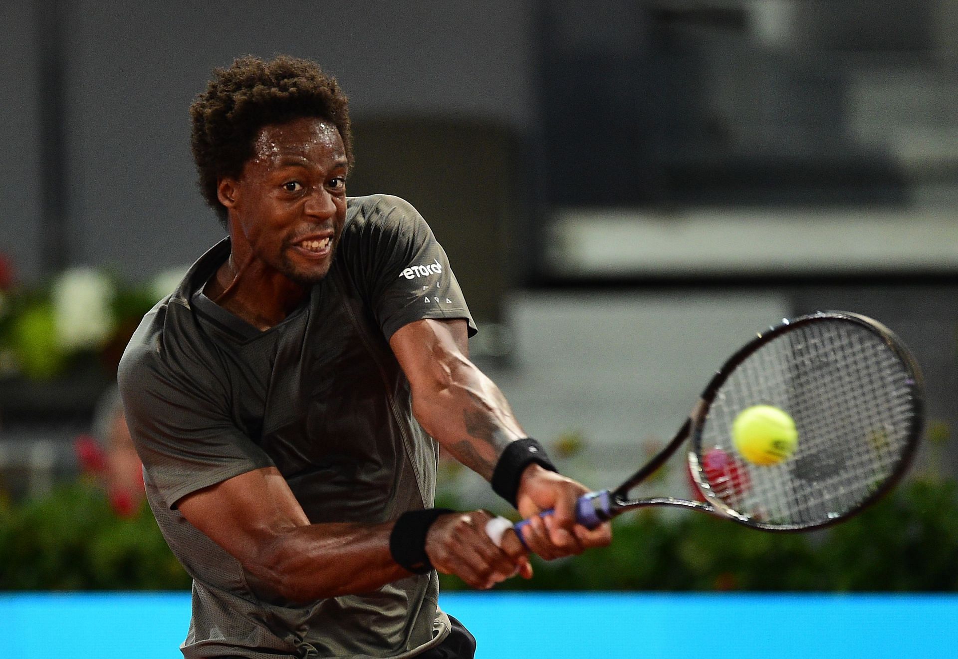 Gael Monfils in action at the Madrid Open