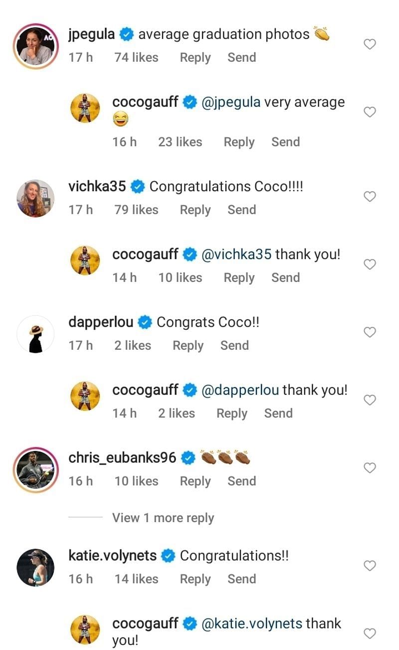 Victoria Azarenka and Jessica Pegula were among the players who congratulated Coco Gauff