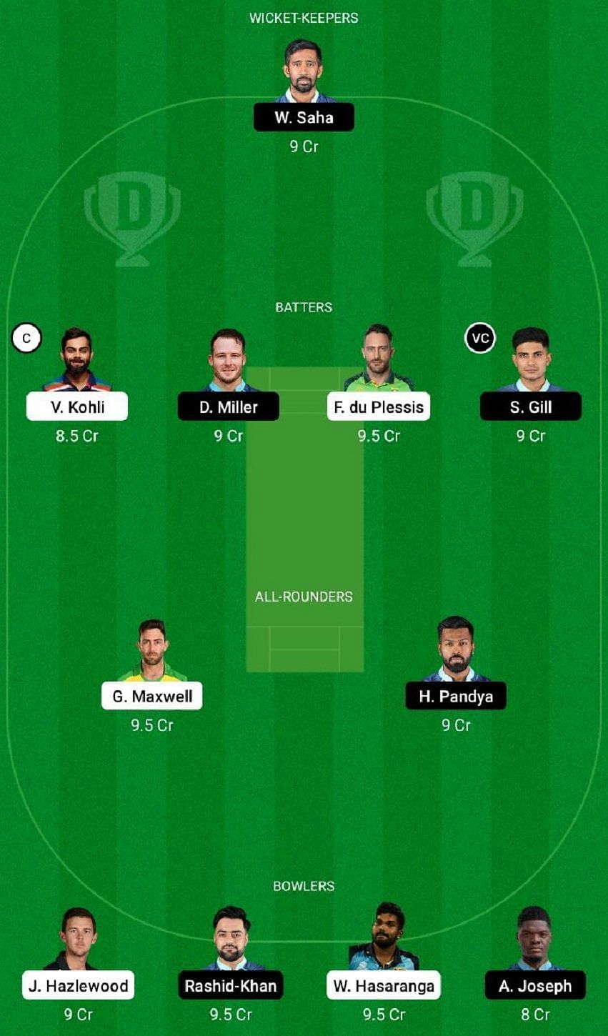 RCB vs GT Dream11 Fantasy Tip #1