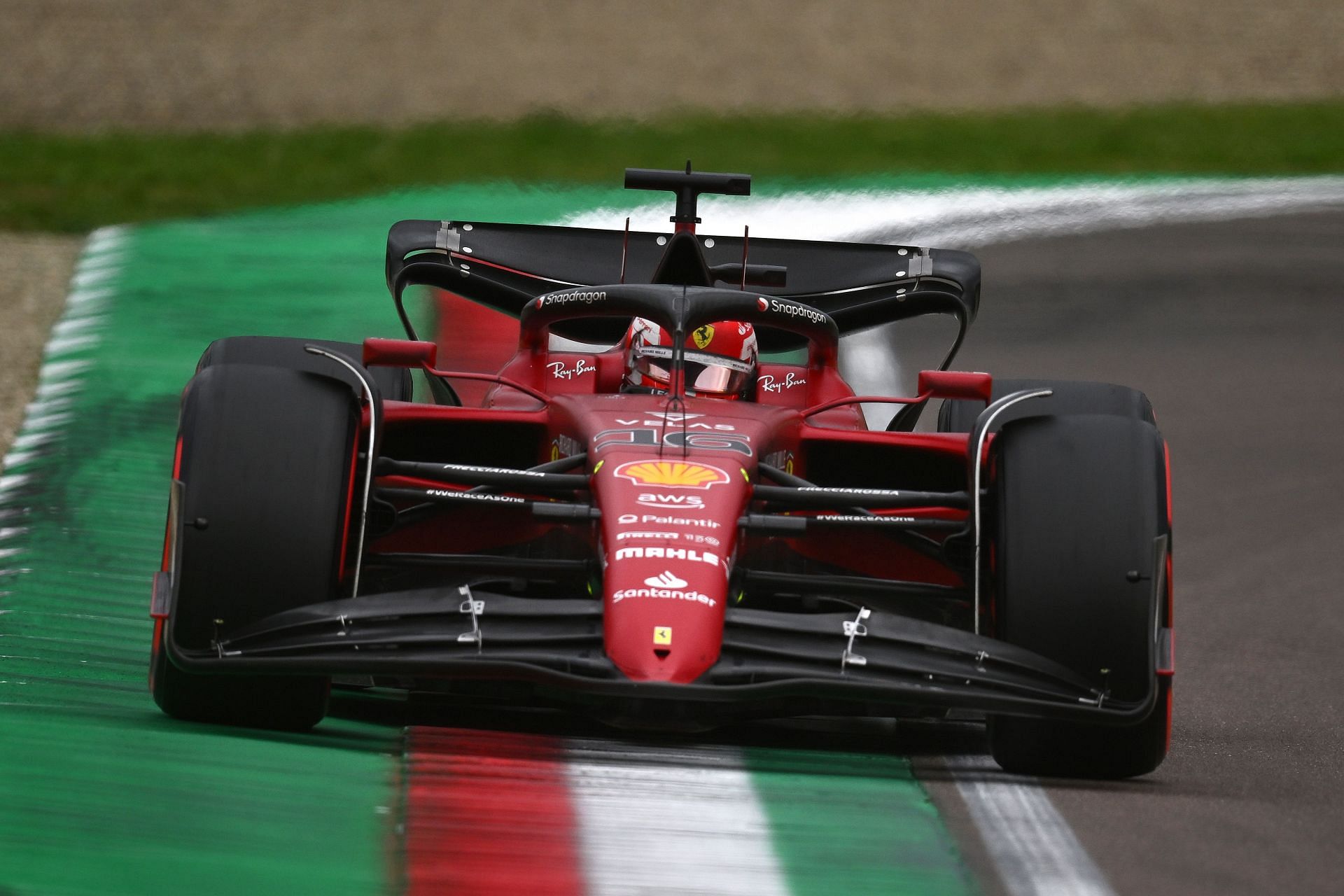 Ferrari&#039;s Charles Leclerc in action during the 2022 F1 Imola GP (Photo by Clive Mason/Getty Images)
