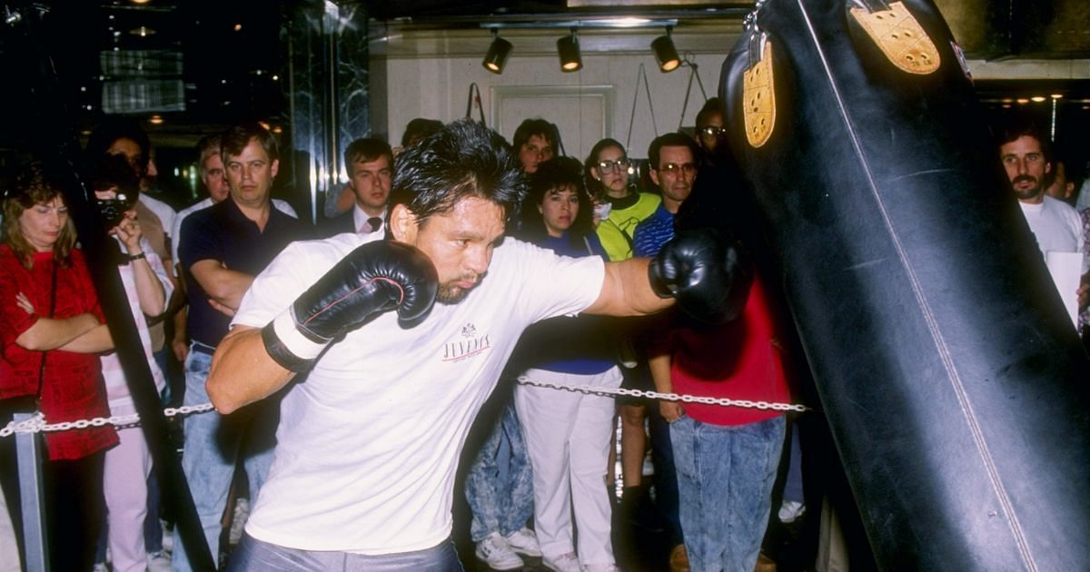 Roberto Dur&aacute;n training in 1989