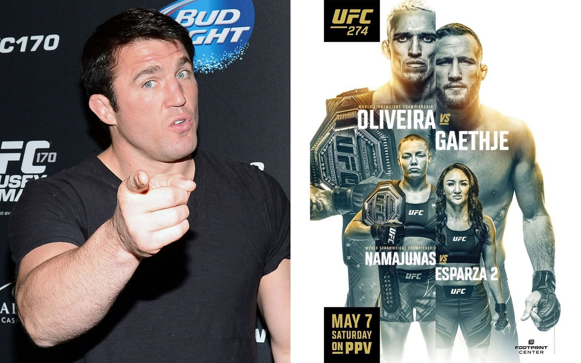 Chael Sonnen (left) and the UFC 274 poster (right) [Images courtesy of Getty and @ufc Instagram]