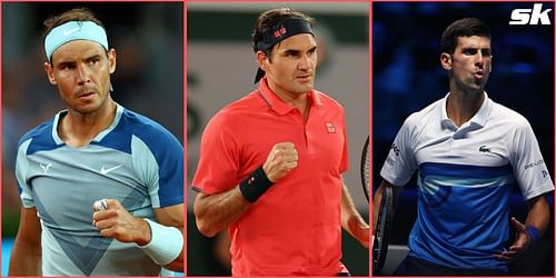 (L-R): Rafael Nadal, Roger Federer and Novak Djokovic are among male players who have had the most walkovers