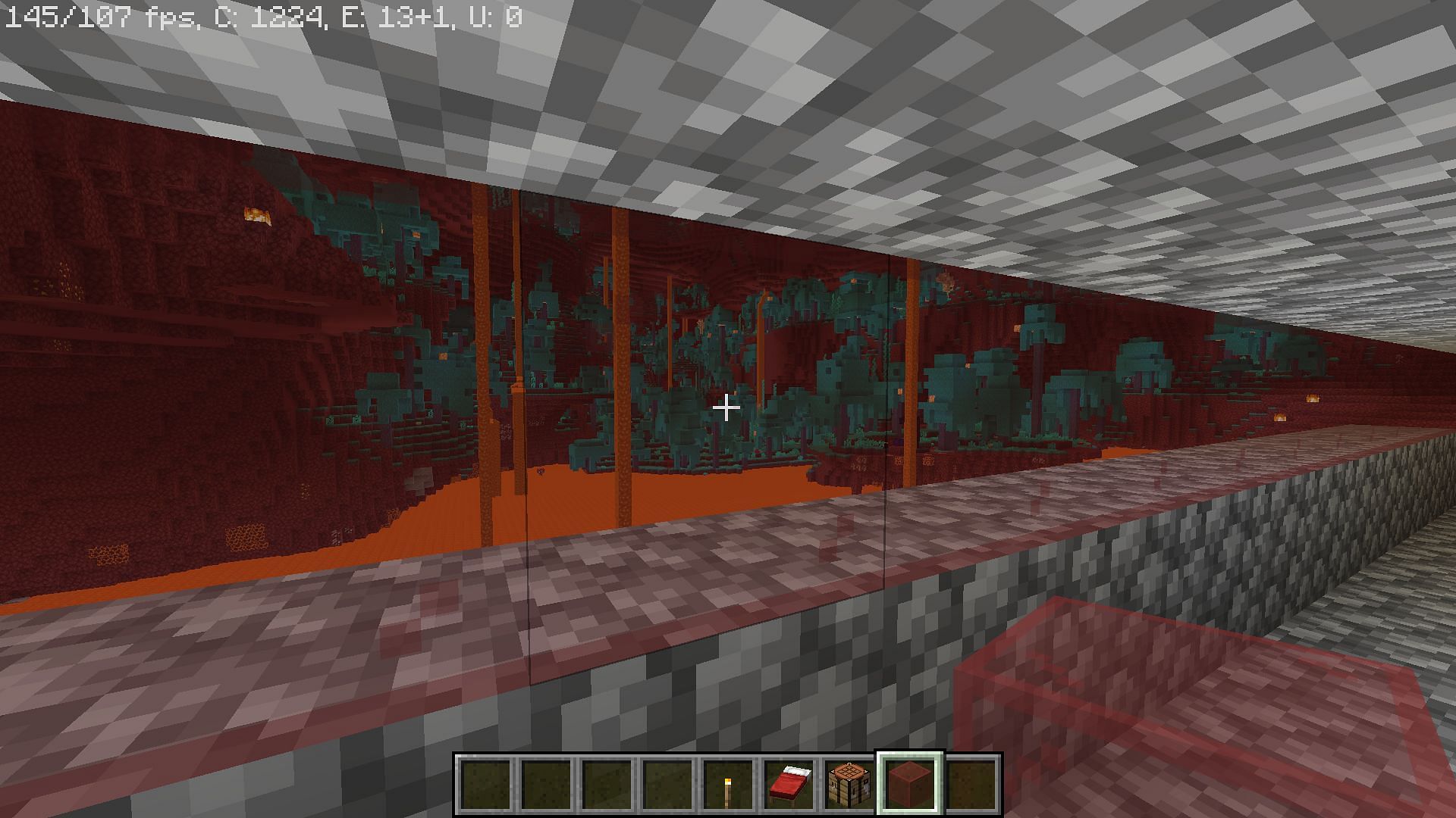Red stained glass used on Nether bridges (Image via Minecraft)
