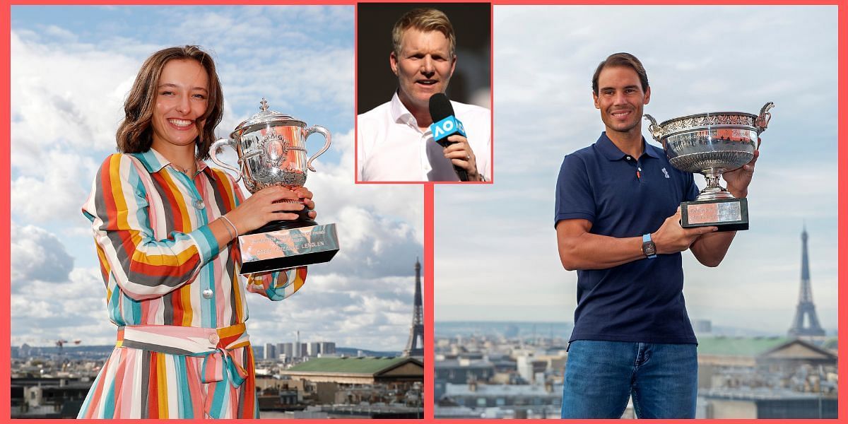 Jim Courier feels Iga Swiatek (left) is a &quot;dominant favorite&quot; at Roland Garros this year