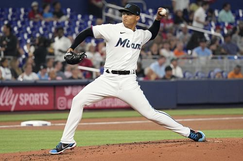 Miami Marlin Jesus Luzardo delivering a pitch