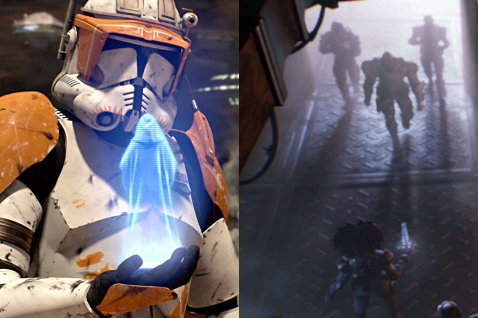 A Stormtrooper and Doctor Slone using the same holographic communication device (Image via Sportskeeda)