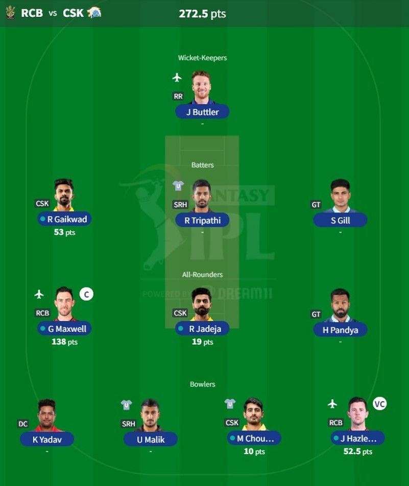 IPL Fantasy team suggested for Match 49 - RCB vs CSK
