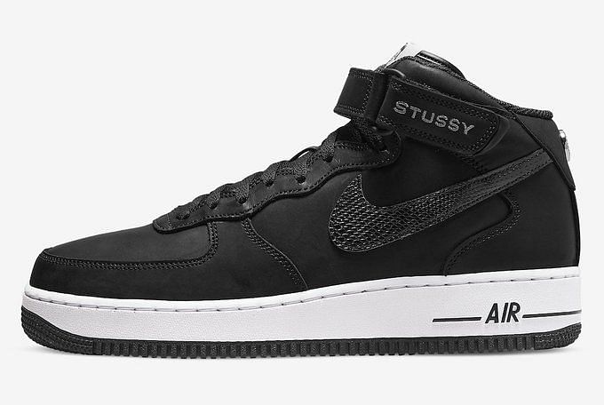 Stussy x Nike Air Force 1 Mid White Black - Size 7 Men