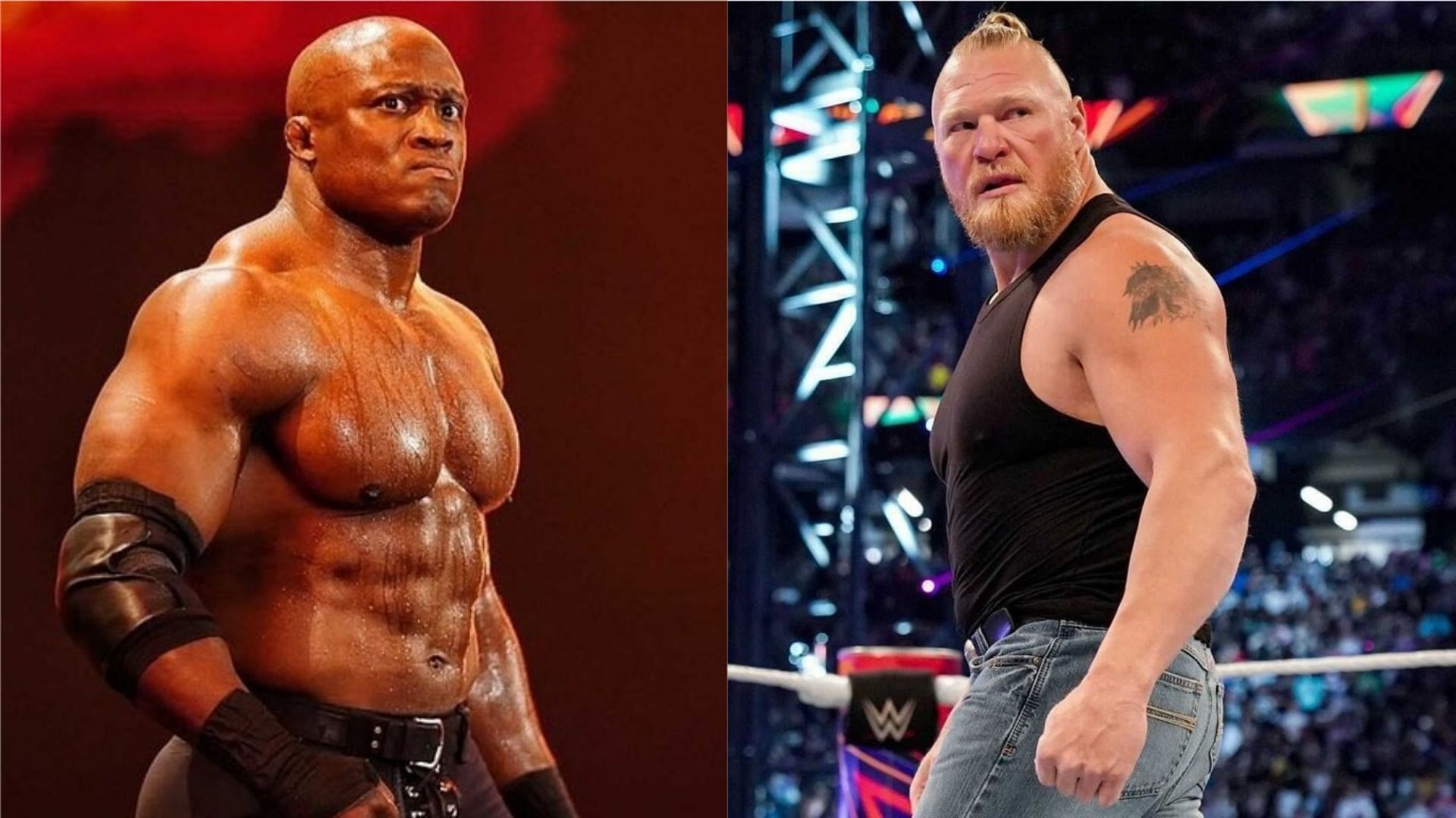 WWE Superstars Brock Lesnar and Bobby Lashley.