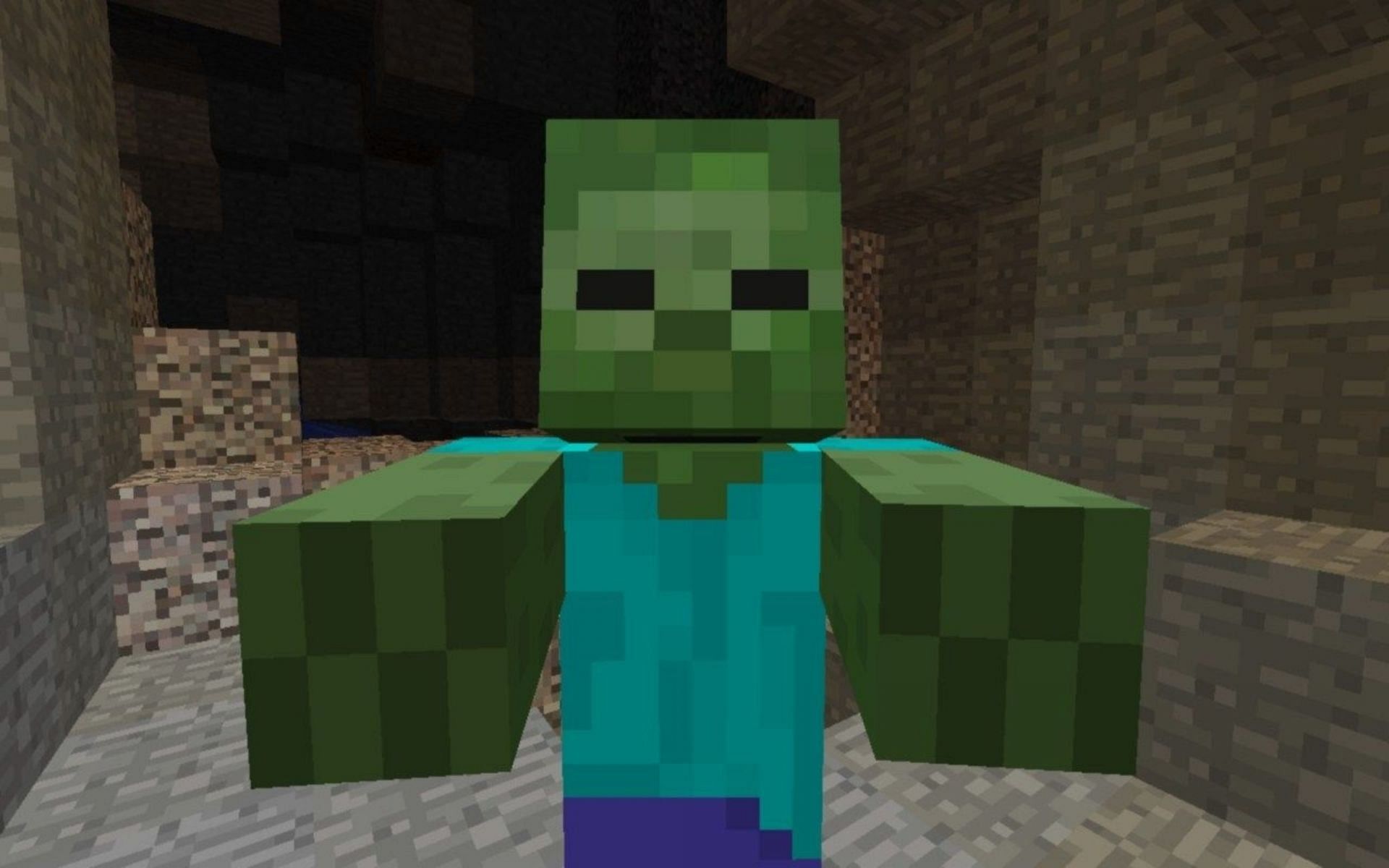 Zombies can protect themselves from the sun by using cobwebs and other blocks like water (Image via Mojang)