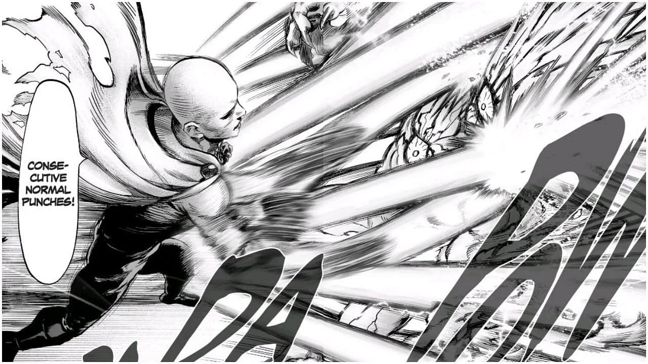 Saitama&#039;s standard punches to Boros (Image via One Punch Man)