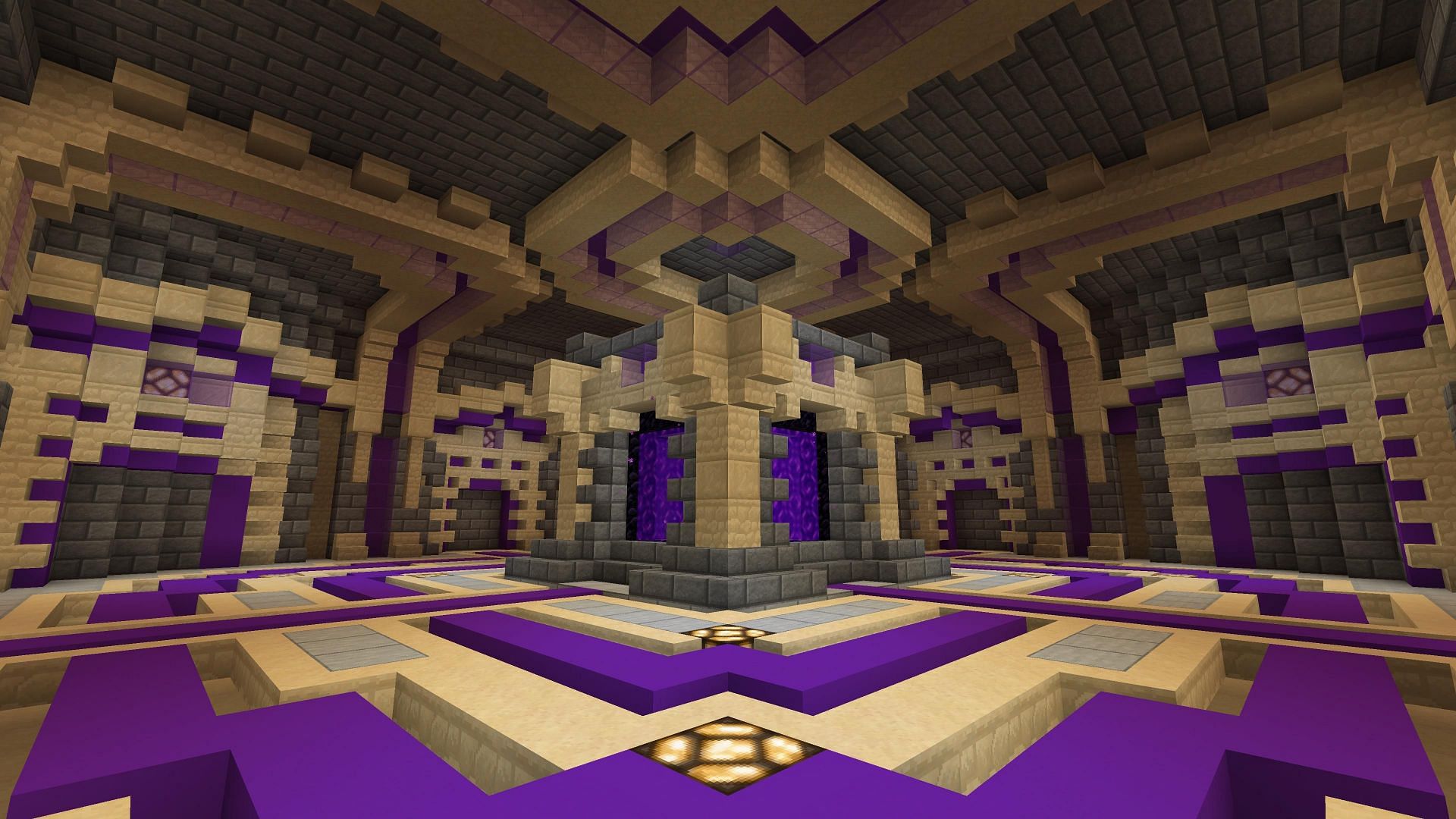 An example of a decorated Minecraft Nether hub (Image via Reddit)