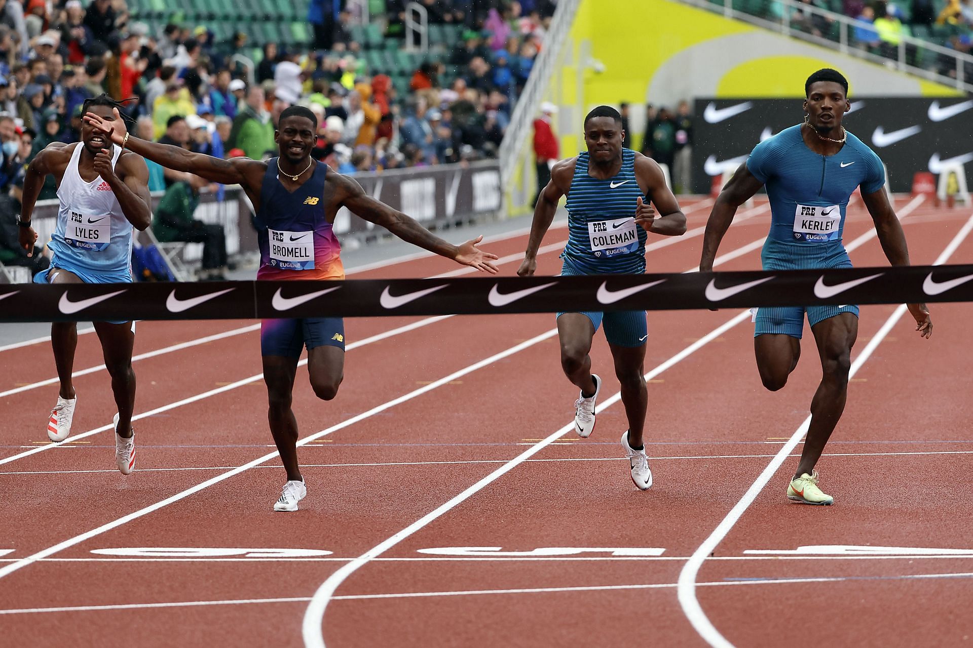 Trayvon Bromell wins the 100m at the Prefontaine Classic