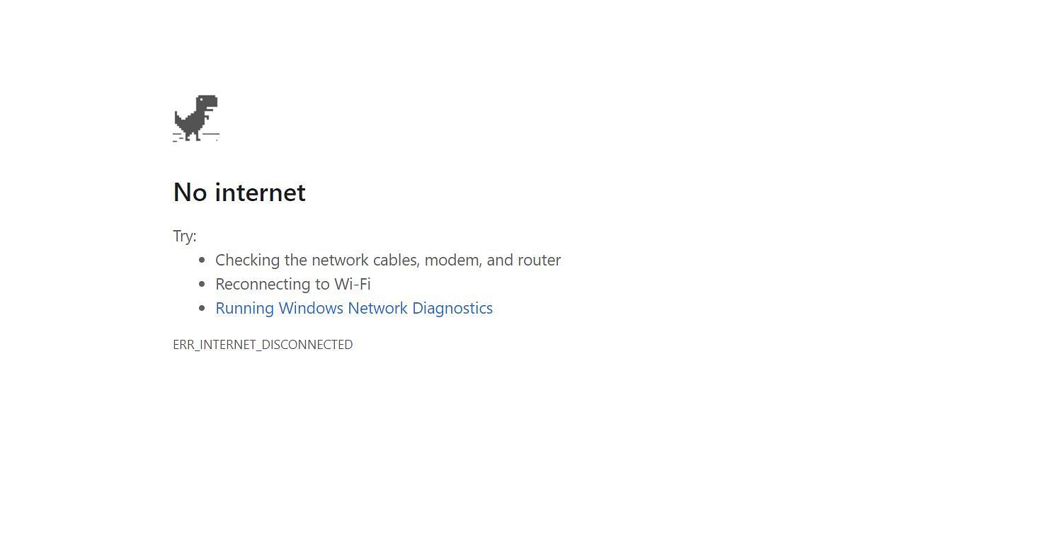 Google Chrome&#039;s no internet screen (Image by Sportskeeda)