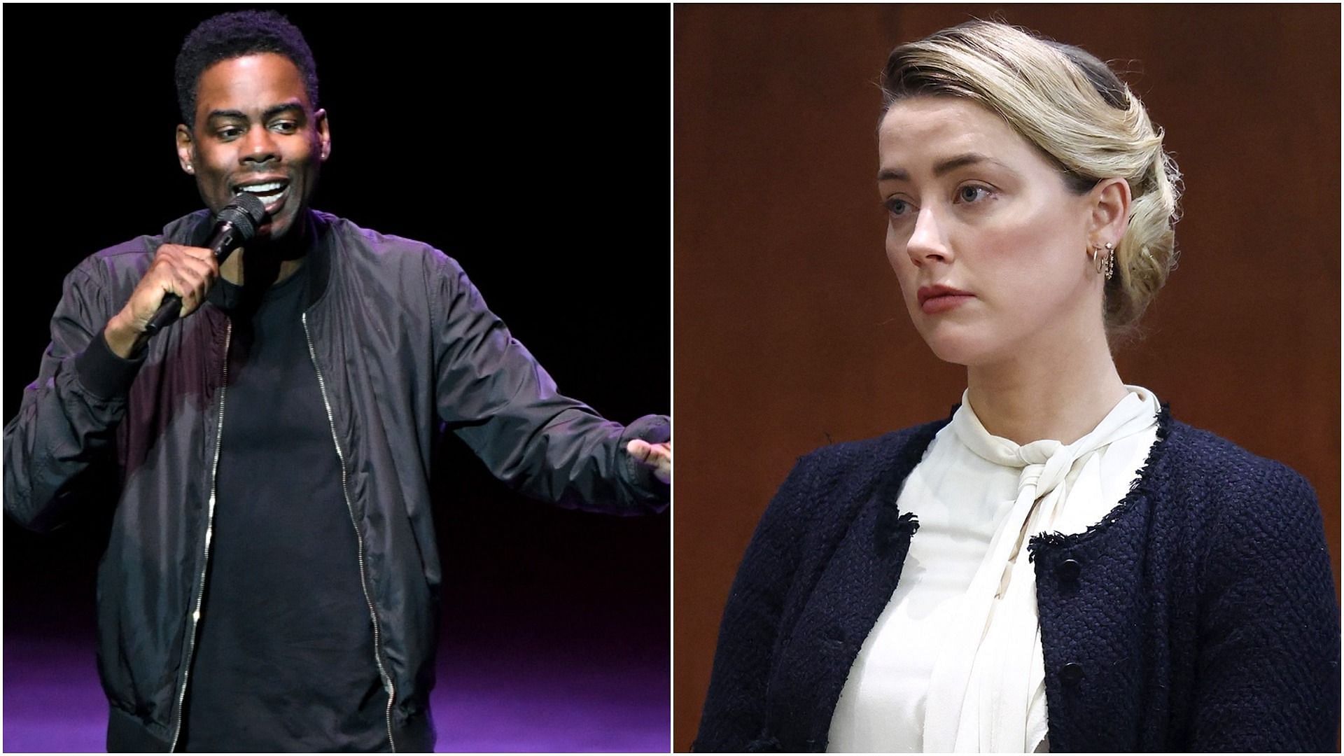 Chris Rock and Amber Heard (Image via Ethan Miller/Getty Images, and Jim Lo Scalzo/Pool/AFP/Getty Images)