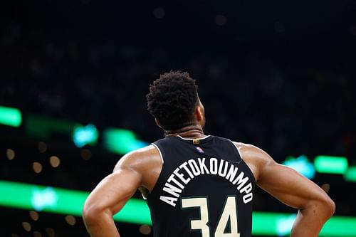 Giannis Antetokounmpo No. 34 of the Milwaukee Bucks.