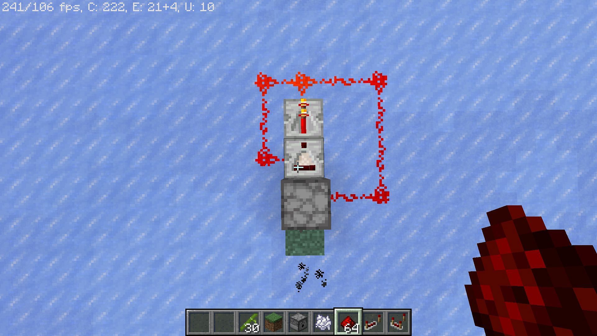 Top-down view of how the contraption should look like (Image via Minecraft)