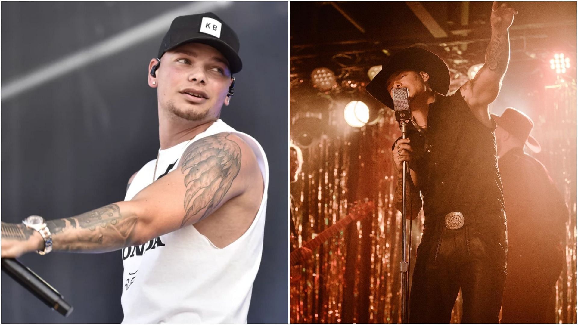 Kane Brown performing. (Images via Tim Mosenfelder / Getty and Instagram / @kanebrown_music)