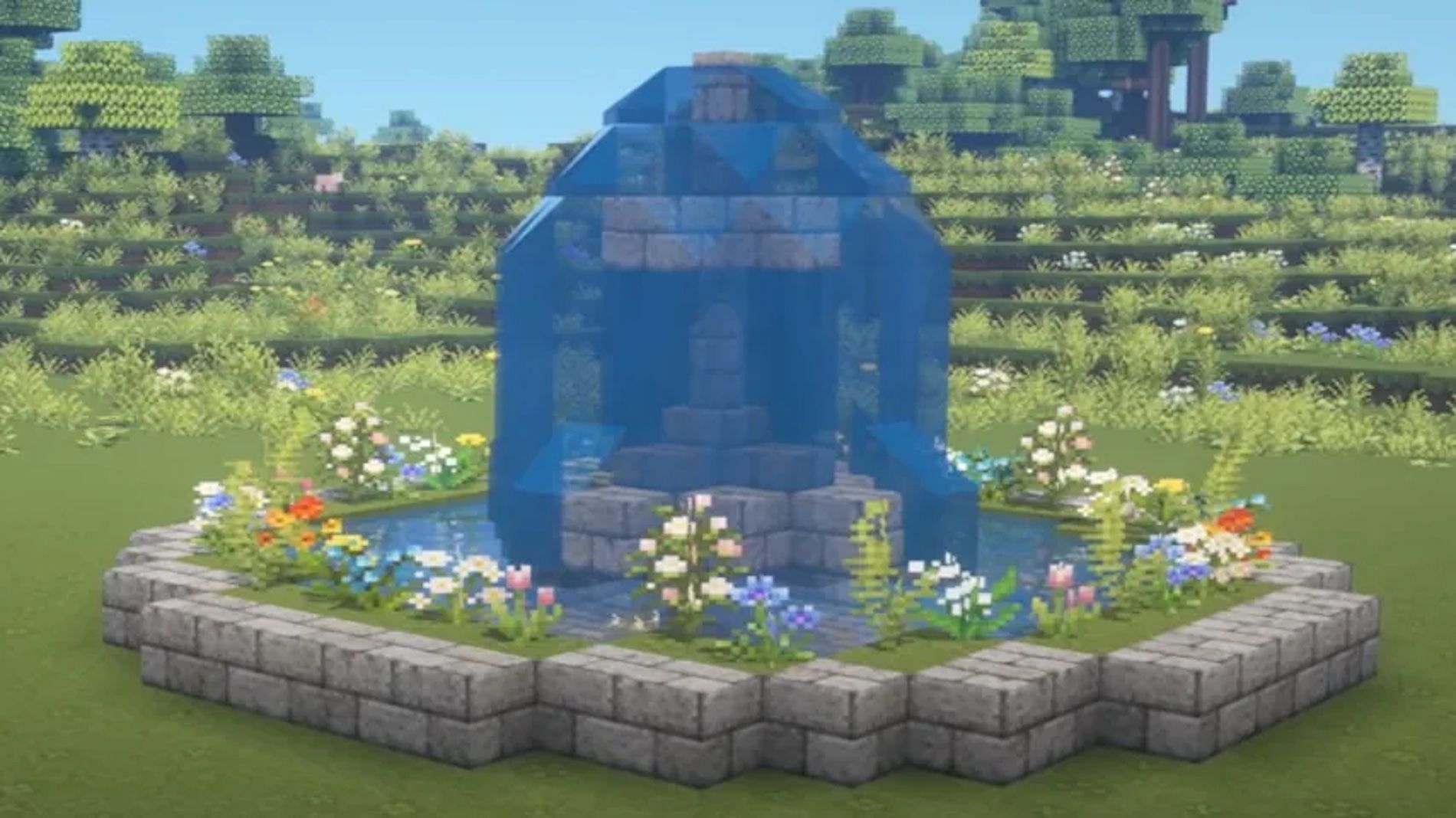 A fountain in a garden (Image via Kelpie The Fox/YouTube)