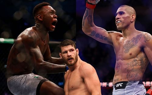 Israel Adesanya (left), Michael Bisping (center), Alex Pereira (right) (Images via Getty)