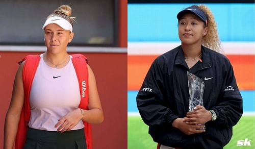 Naomi Osaka (R) and Amanda Anisimova