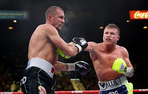 Sergey Kovalev (L) is hopeful for a rematch with Canelo Alvarez (R)