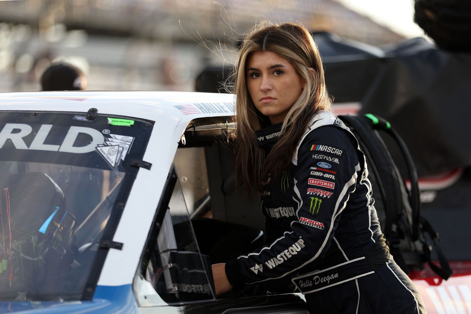 Hailie Deegan prepares for the 2022 NASCAR Camping World Truck Series Dead on Tools 200 at Darlington Raceway in Darlington, South Carolina (Photo by James Gilbert/Getty Images)