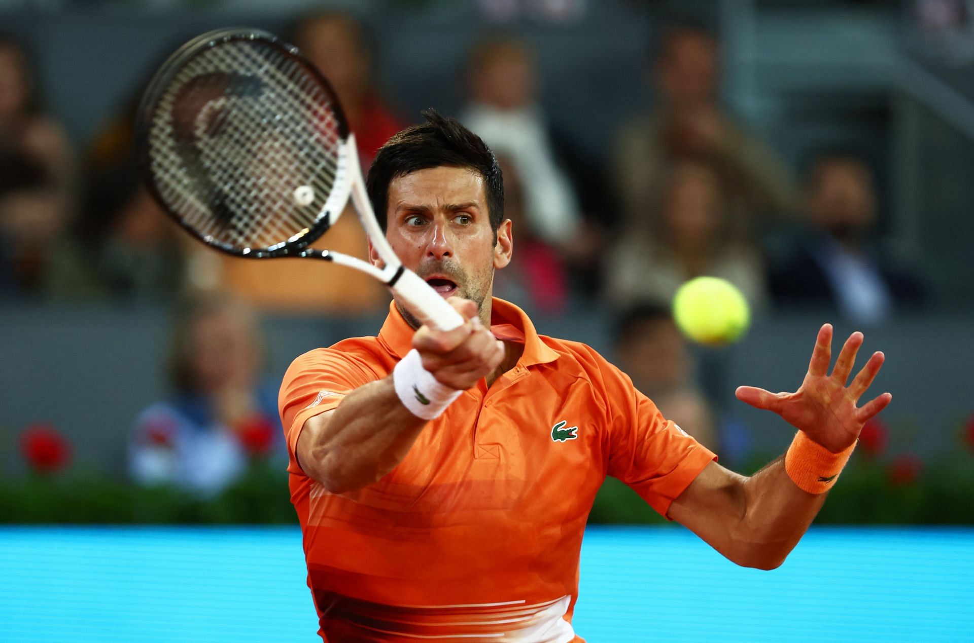 Novak Djokovic extended his flawless record over Gael Monfils to 18-0 as he beat the Frenchman in their second-round encounter in Madrid.