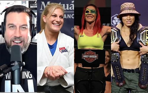 (From left to right) John McCarthy (via. Youtube/WeighinIn), Harrison, Cris Cyborg, and Amanda Nunes