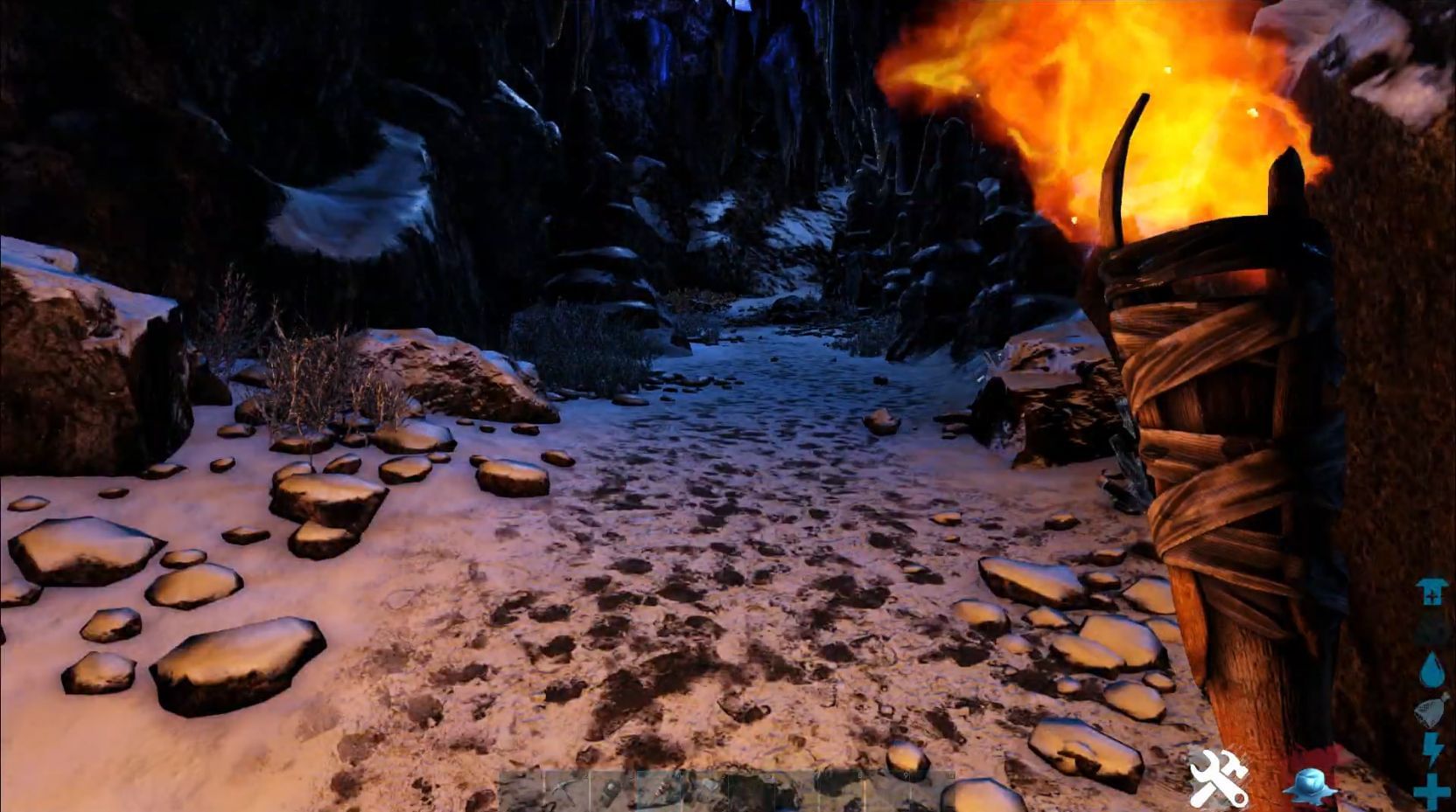 Obsidian spawning location B near the blue obelisk (Image via Ark: Survival Guide on YouTube)