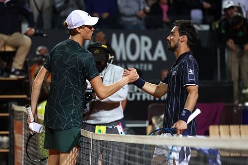 Jannik Sinner after beating Fabio Fognini at the Internazionali BNL D'Italia 2022