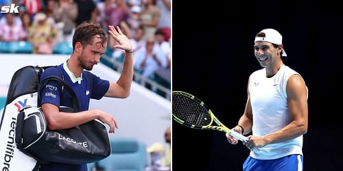 Daniil Medvedev (L) and Rafael Nadal.