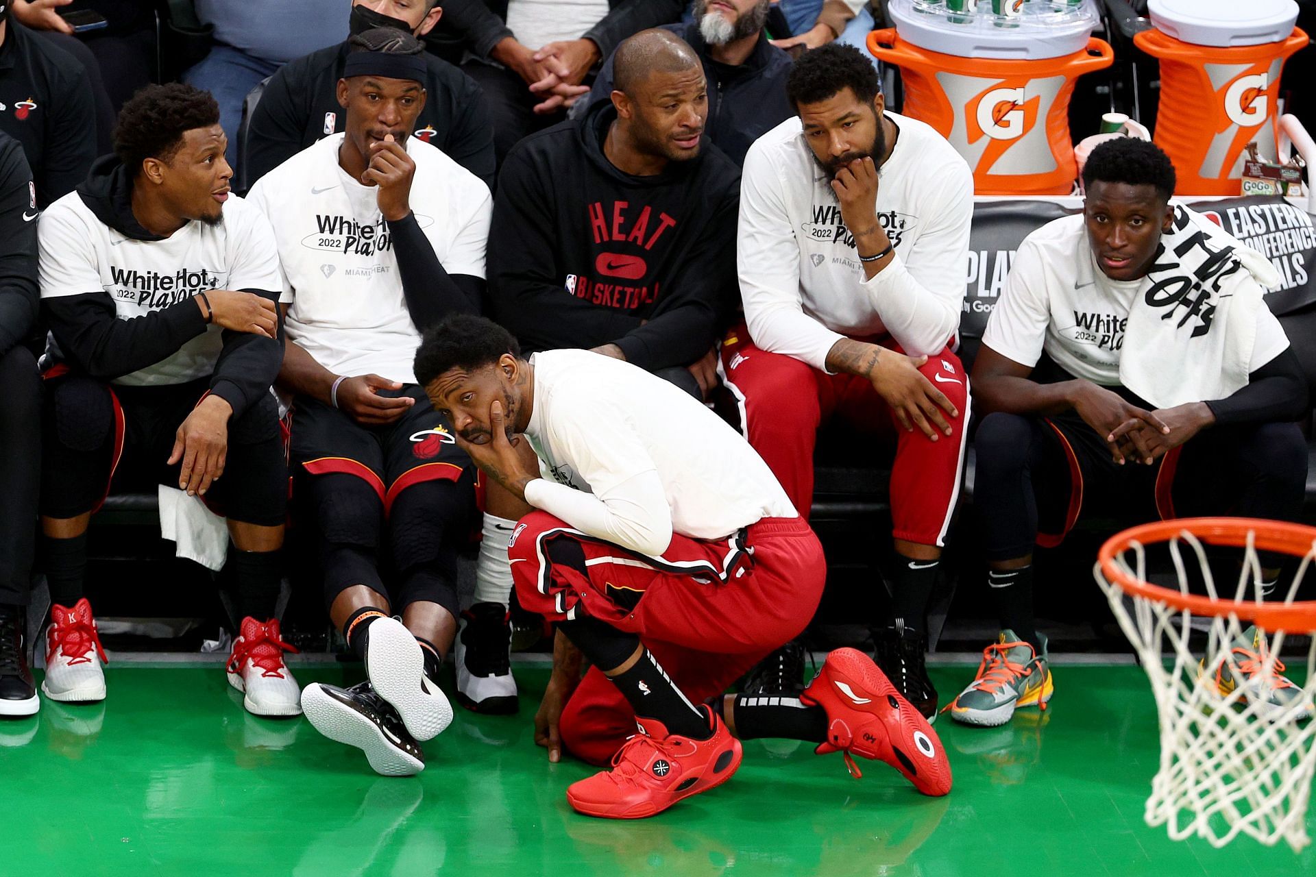 Miami Heat players on the bench in Game 4 of the ECF