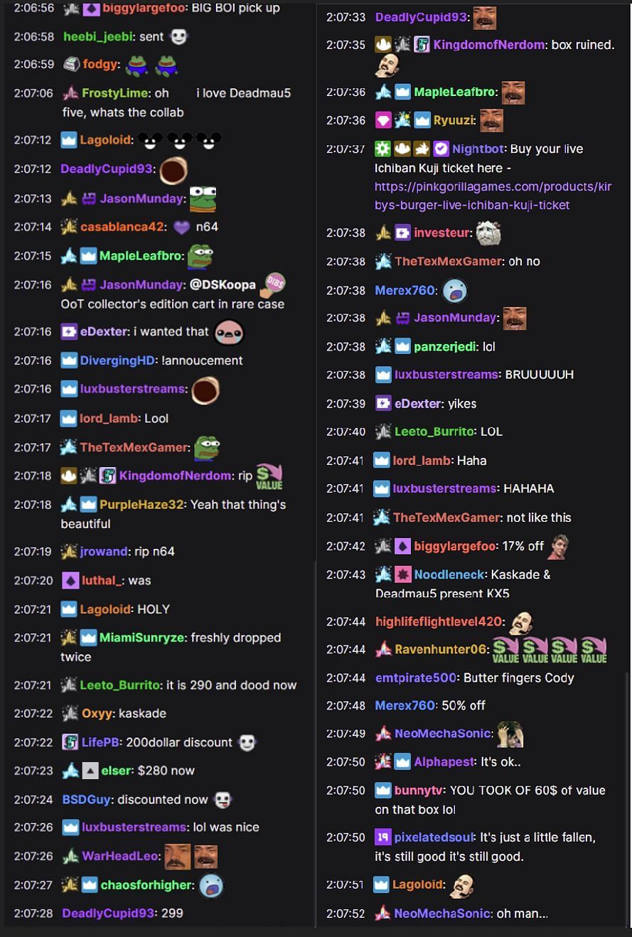 Fans reacting to the streamer's mistake (Images via DSKoopa/Twitch chat)