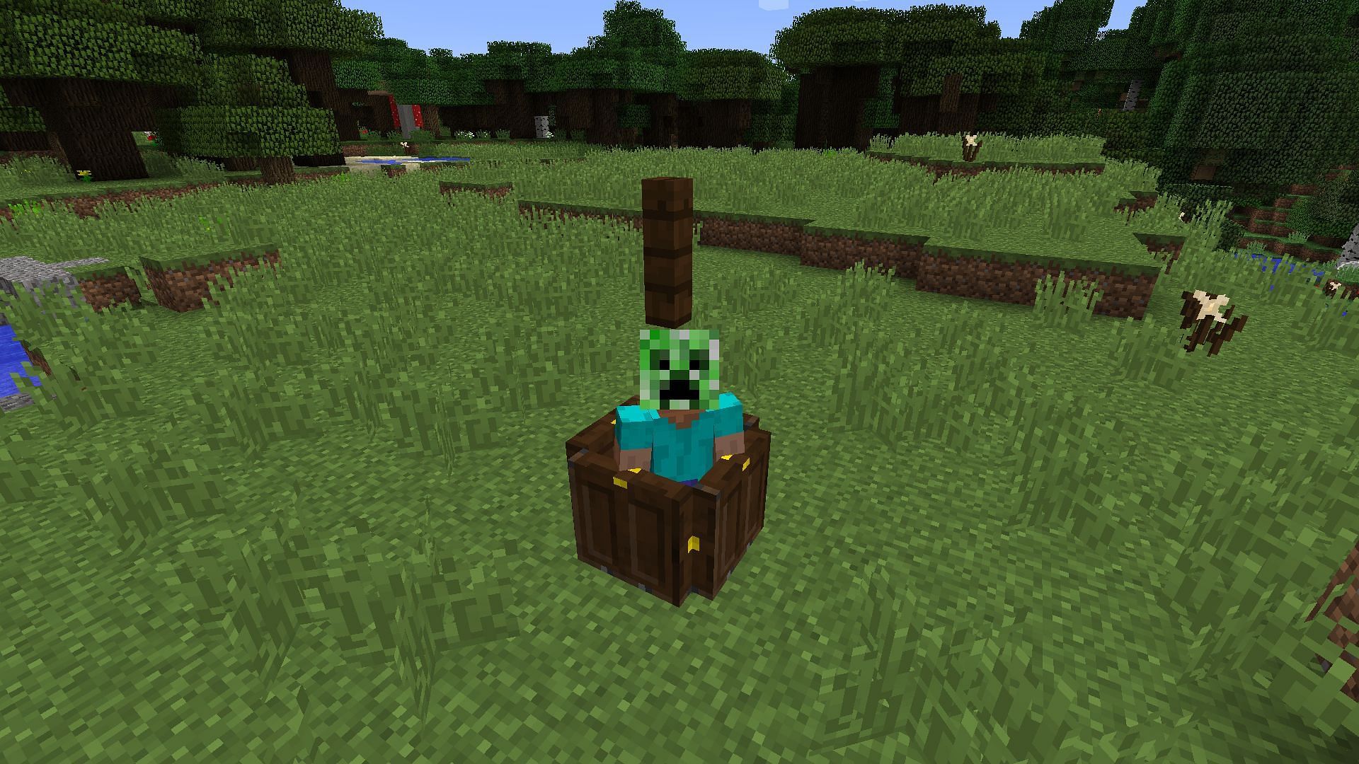 An example trapdoor trap for creepers, or other mobs (Image via Minecraft)