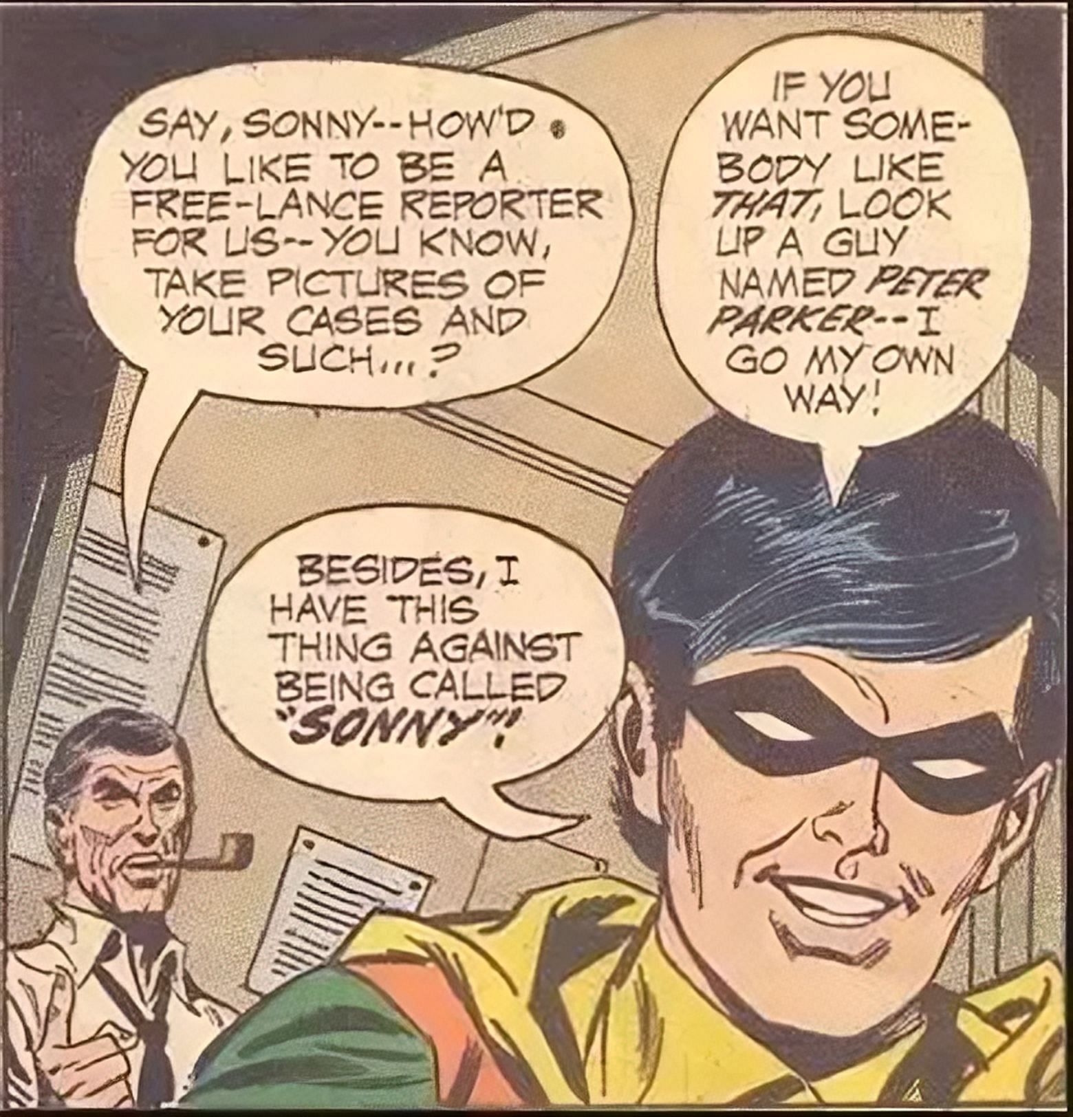 Robin mentioning Peter Parker (Image via DC Comics)
