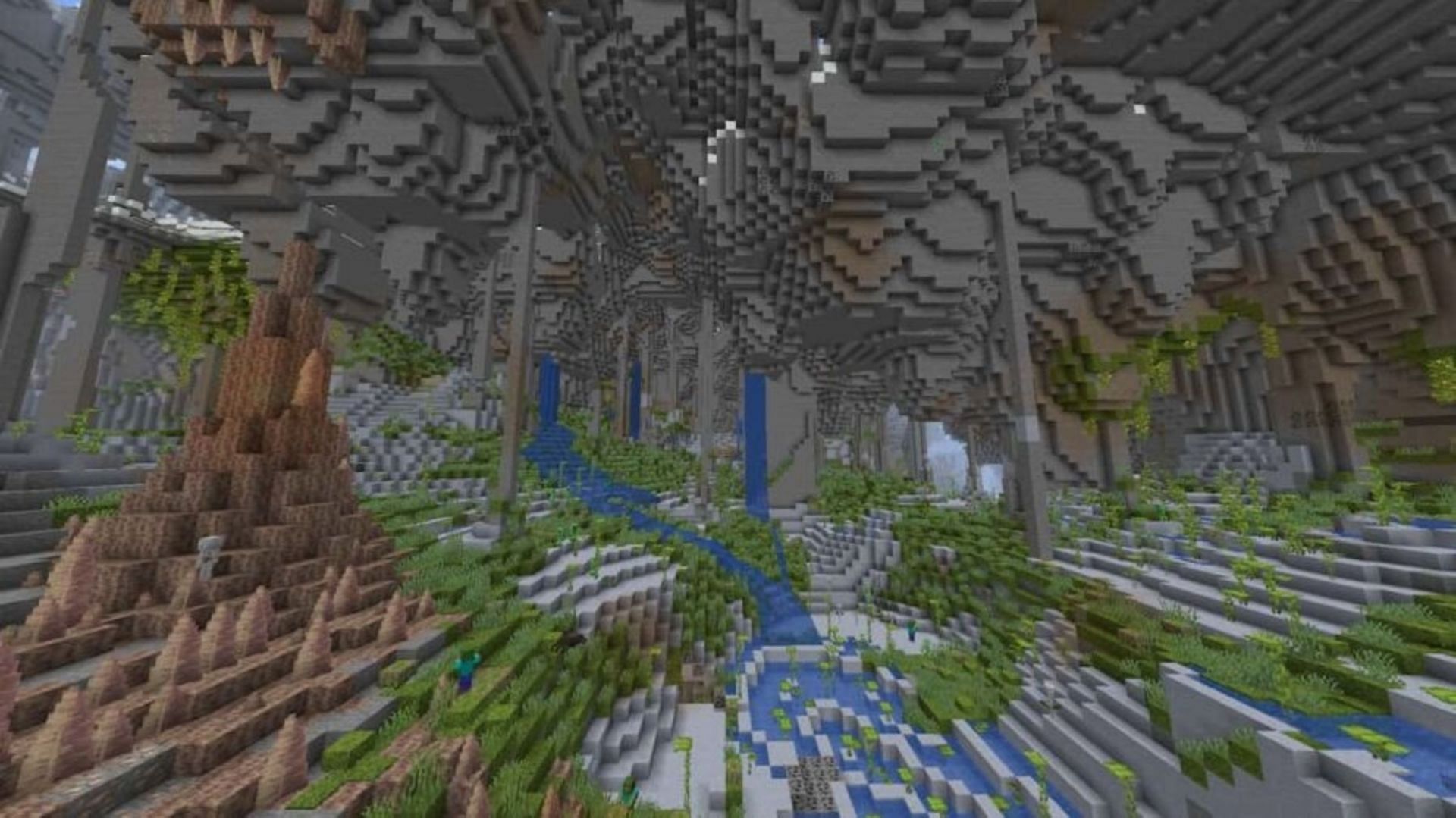 The only downside to this cave system is a lack of glow berries (Image via Mojang)
