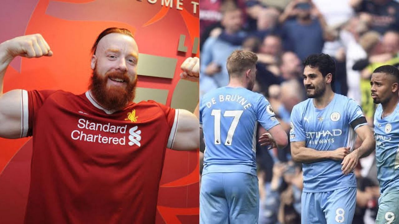 Sheamus (left) and Manchester City (right)