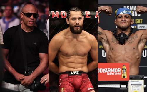 Ali Abdelaziz (Left), Jorge Masvidal (Middle), and Gilbert Burns (Right) (Images courtesy of @aliabdelaziz00 Twitter and Getty)