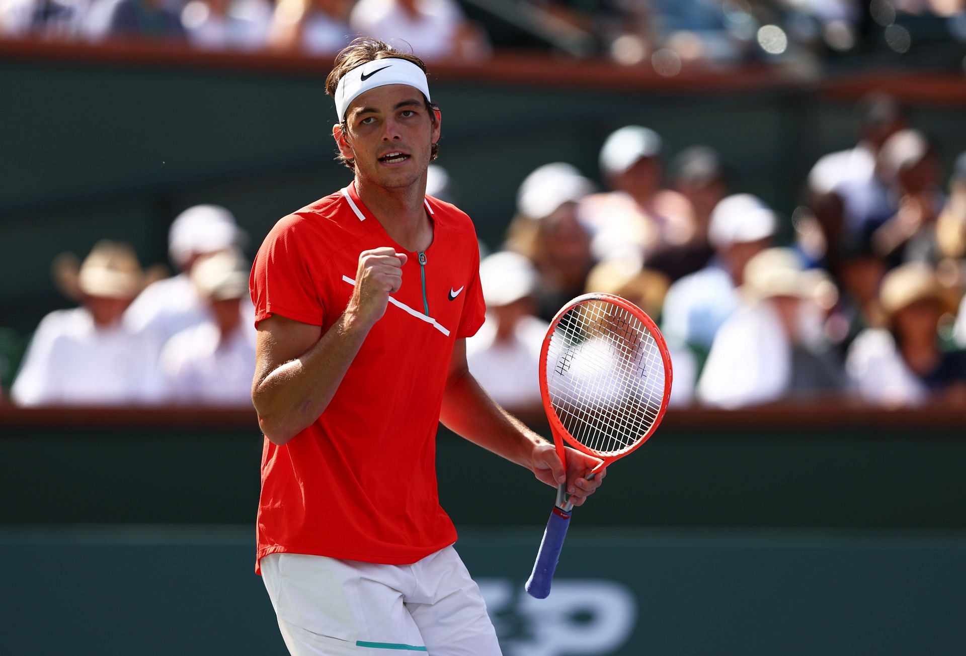 Taylor Fritz in action at the BNP Paribas Open 2022